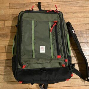 Topo Designs Global Travel Bag Backpack – 40L | Olive/Black/Red